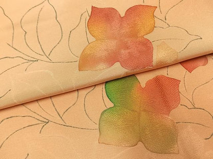 平和屋着物●上質な小紋　地紋起こし　草花文　暈し染め　正絹　逸品　AABK7924fy