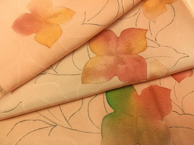 平和屋着物●上質な小紋　地紋起こし　草花文　暈し染め　正絹　逸品　AABK7924fy