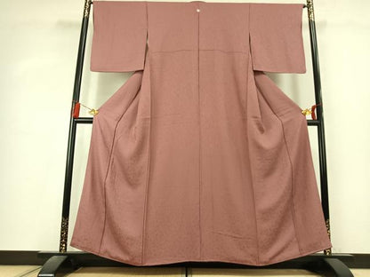 平和屋着物●上質な色無地　花唐草地紋　蘇芳香色　正絹　逸品　AABK7925fy