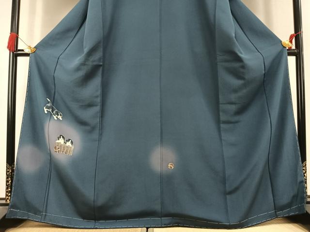 平和屋着物●訪問着　友禅　犬　暈し染め　正絹　逸品　未使用　AABK7927fy