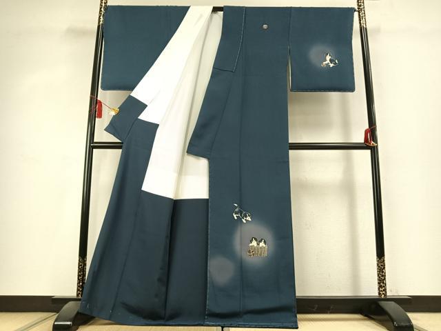 平和屋着物●訪問着　友禅　犬　暈し染め　正絹　逸品　未使用　AABK7927fy