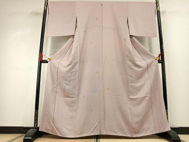 平和屋着物●上質な小紋　草花文　金糸　正絹　逸品　AABK7928fy