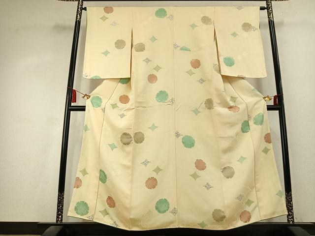 平和屋着物●上質な小紋　地紋起こし　雪輪文　正絹　逸品　AABK7930fy
