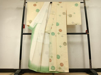 平和屋着物●上質な小紋　地紋起こし　雪輪文　正絹　逸品　AABK7930fy