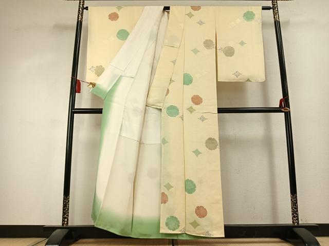 平和屋着物●上質な小紋　地紋起こし　雪輪文　正絹　逸品　AABK7930fy
