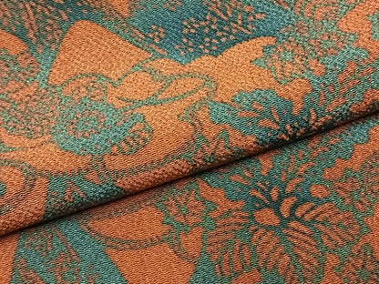 平和屋着物●上質な小紋　型染め　草花文　鬼しぼ縮緬　正絹　逸品　未使用　AABK7931fy
