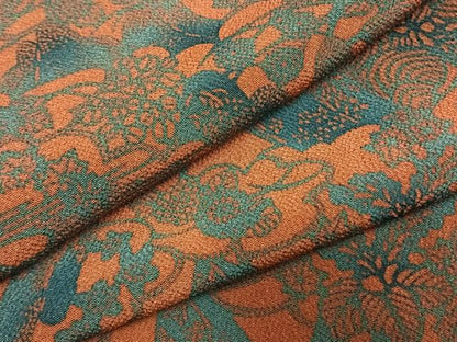 平和屋着物●上質な小紋　型染め　草花文　鬼しぼ縮緬　正絹　逸品　未使用　AABK7931fy