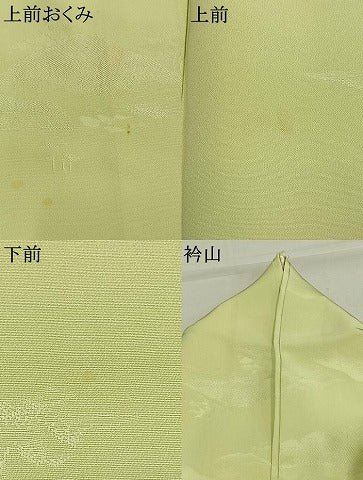 平和屋着物●上質な色無地　風景地紋　女郎花色　正絹　逸品　AABK7933fy
