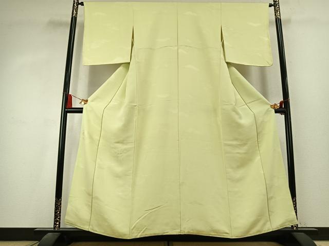 平和屋着物●上質な色無地　風景地紋　女郎花色　正絹　逸品　AABK7933fy