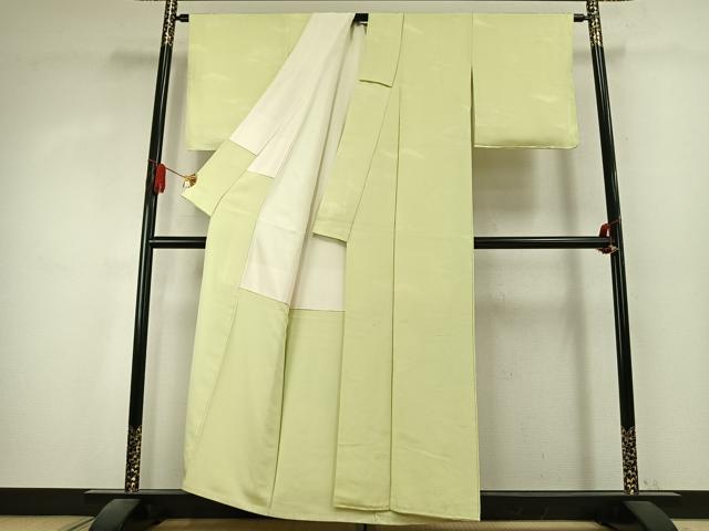 平和屋着物●上質な色無地　風景地紋　女郎花色　正絹　逸品　AABK7933fy