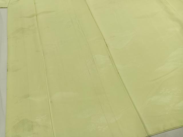 平和屋着物●上質な色無地　風景地紋　女郎花色　正絹　逸品　AABK7933fy