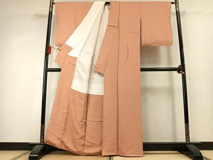 平和屋着物●上質な色無地　深支子色　正絹　逸品　未使用　AABK7935fy