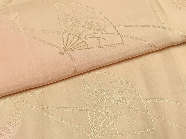 平和屋着物●振袖用長襦袢　無双仕立て　扇面花地紋　暈し染め　正絹　逸品　AABK7939fy