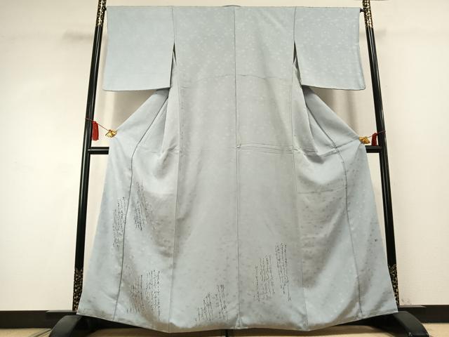 平和屋着物●豪華色留袖　作家物　手描き　草花地紋　詩歌　薄雲鼠色　正絹　逸品　AABK7943fy