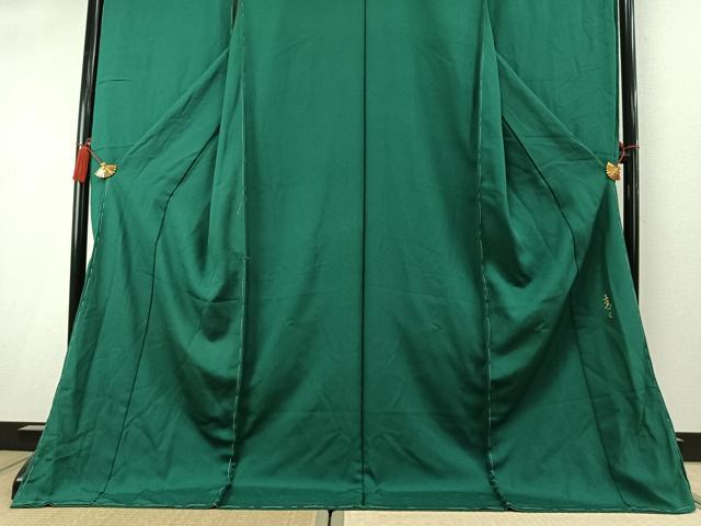 平和屋着物●京友禅の第一人者　松井青々　振袖　色無地　萌葱色　仮絵羽　逸品　未使用　AABK7944fy