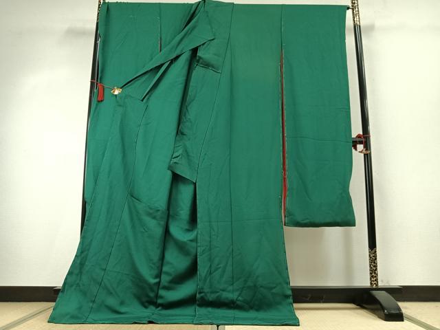 平和屋着物●京友禅の第一人者　松井青々　振袖　色無地　萌葱色　仮絵羽　逸品　未使用　AABK7944fy