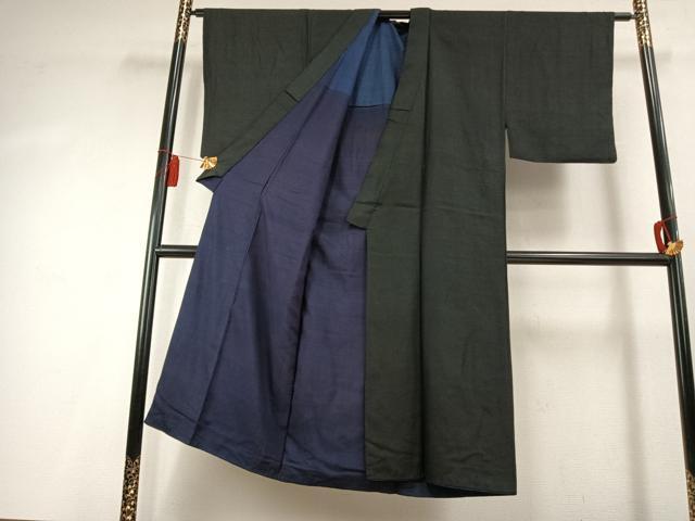 平和屋着物●男性　黒紋付　正絹　逸品　AABK7946fy