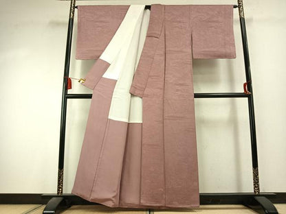 平和屋着物●上質な色無地　草花地紋　鴇浅葱色　正絹　逸品　AABK7955fy