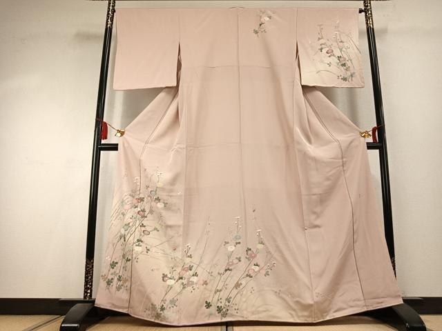 平和屋着物●訪問着　友禅　作家物　草花文　暈し染め　正絹　逸品　未使用　AABK7957fy