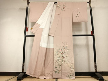 平和屋着物●訪問着　友禅　作家物　草花文　暈し染め　正絹　逸品　未使用　AABK7957fy