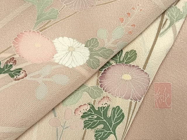 平和屋着物●訪問着　友禅　作家物　草花文　暈し染め　正絹　逸品　未使用　AABK7957fy