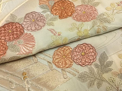 平和屋着物●訪問着　中国三大刺繍　スワトウ刺繍　汕頭刺繍　総刺繍　草花文　暈し染め　正絹　逸品　AABK7959fy