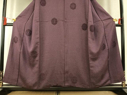 平和屋着物●訪問着　天鵞絨　ビロード　吉祥花文　似せ紫色　正絹　逸品　AABK7960fy