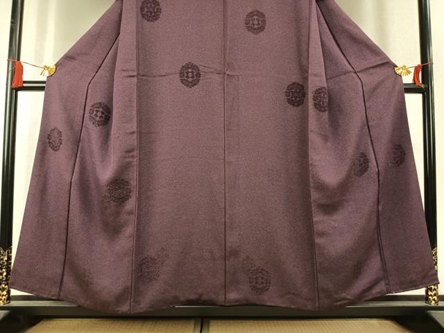 平和屋着物●訪問着　天鵞絨　ビロード　吉祥花文　似せ紫色　正絹　逸品　AABK7960fy