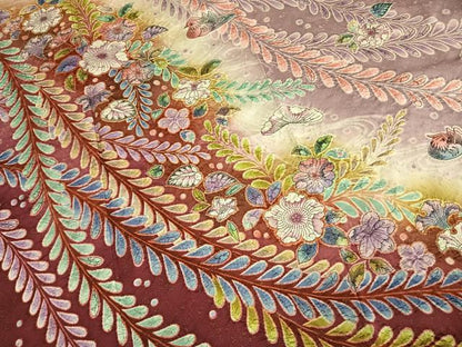 平和屋着物●伯河貞雄　振袖　辻が花　絞り　暈し染め　金通し地　正絹　逸品　AABK7962fy