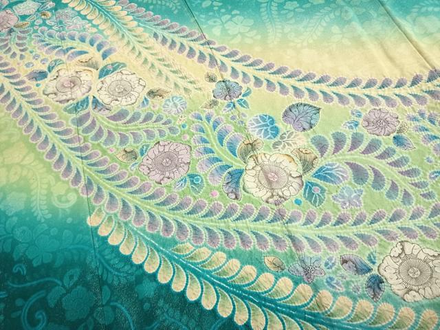 平和屋着物●豪華振袖　作家物　絞り　辻が花　暈し染め　金通し地　正絹　逸品　AABK7963fy
