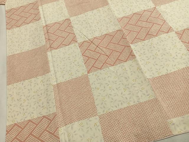 平和屋着物●上質な小紋　市松文様　正絹　逸品　AABK7964fy