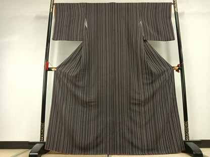 平和屋着物●上質な小紋　縞　正絹　逸品　AABK7967fy
