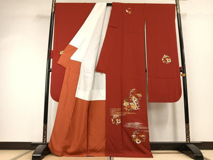 平和屋着物●豪華振袖　総刺繍　駒刺繍　花蝶文　金銀糸　正絹　逸品　AABK7968fy