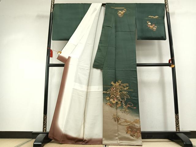 平和屋着物●訪問着　御所車花文　暈し染め　金彩　正絹　逸品　AABK7970fy