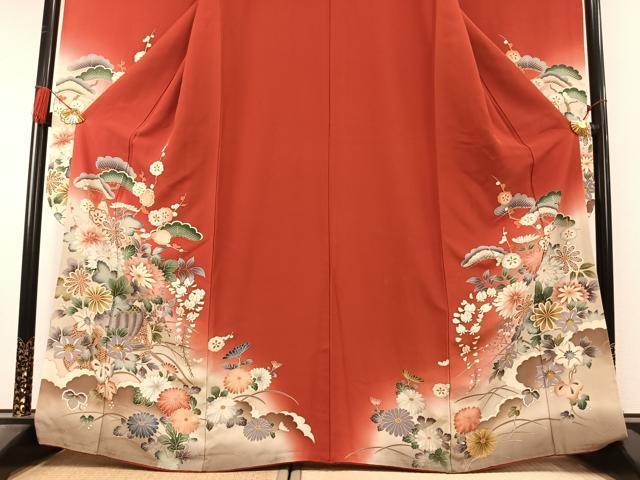 平和屋着物●豪華振袖　草花文　暈し染め　金彩　さが美扱い　正絹　逸品　AABK7971fy