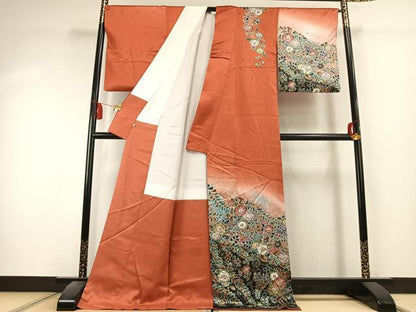 平和屋着物●訪問着　作家物　辻が花　絞り　暈し染め　金彩　伊勢丹扱い　ロング丈　正絹　逸品　未使用　AABK7973fy