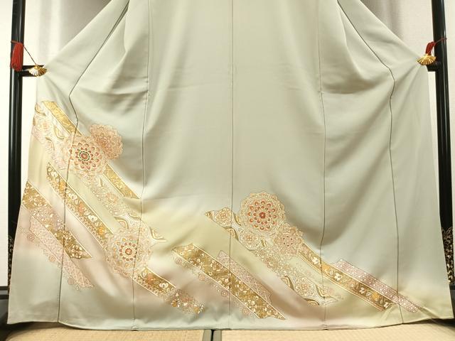 平和屋着物●豪華色留袖　吉祥花文　暈し染め　金銀彩　正絹　逸品　未使用　AABK7974fy