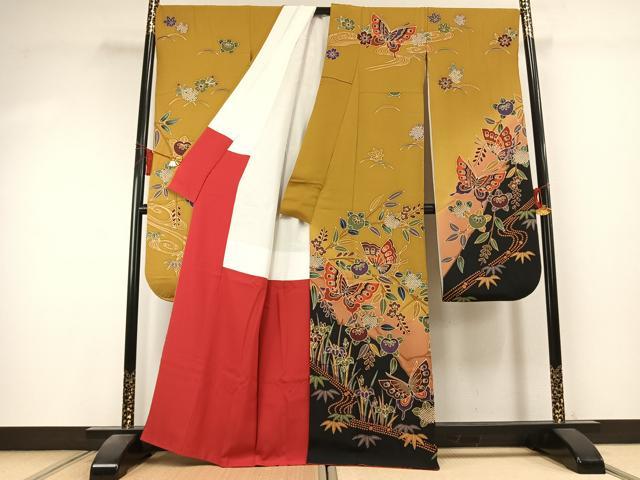 平和屋着物●豪華振袖　紅型　花蝶文　暈し染め　正絹　逸品　AABK7975fy