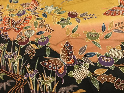 平和屋着物●豪華振袖　紅型　花蝶文　暈し染め　正絹　逸品　AABK7975fy