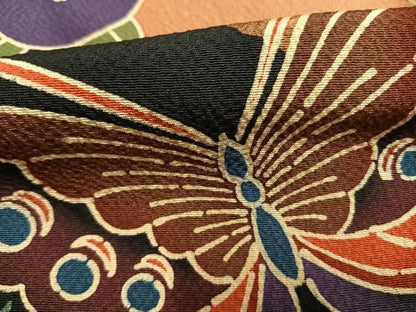 平和屋着物●豪華振袖　紅型　花蝶文　暈し染め　正絹　逸品　AABK7975fy