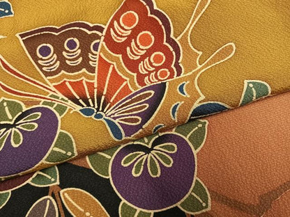 平和屋着物●豪華振袖　紅型　花蝶文　暈し染め　正絹　逸品　AABK7975fy