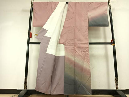 平和屋着物●本場縞大島紬　訪問着　霞文　正絹　逸品　AABK7978fy