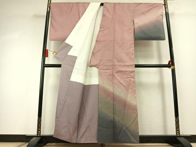平和屋着物●本場縞大島紬　訪問着　霞文　正絹　逸品　AABK7978fy