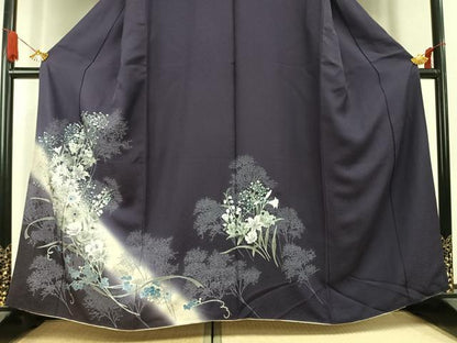 平和屋着物●訪問着　螺鈿　草花文　暈し染め　銀彩　正絹　逸品　未使用　AABK7982fy