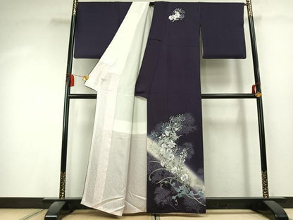 平和屋着物●訪問着　螺鈿　草花文　暈し染め　銀彩　正絹　逸品　未使用　AABK7982fy