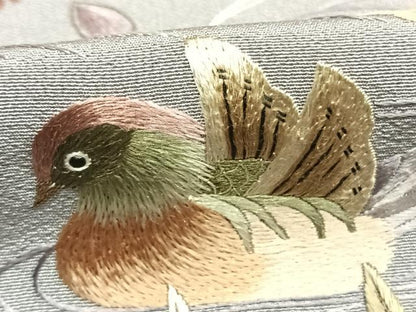 平和屋着物●訪問着　総刺繍　花鳥文　暈し染め　金糸　正絹　逸品　AABK7984fy