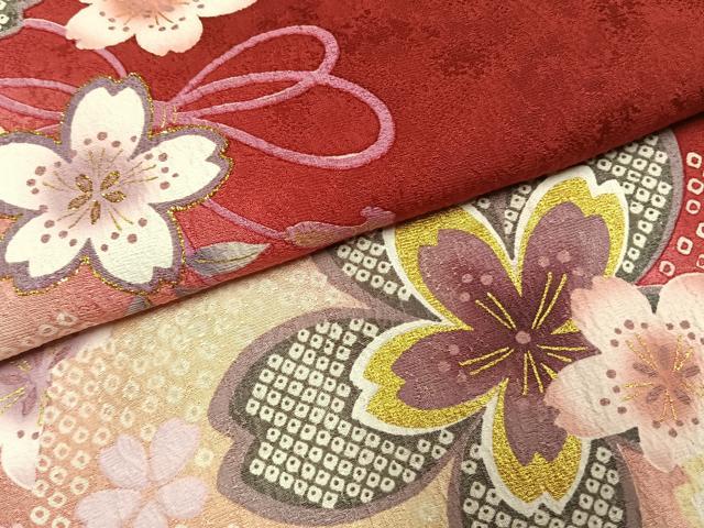 平和屋着物●豪華振袖　舞桜文　暈し染め　金彩　京都きもの友禅扱い　正絹　逸品　AABK7986fy
