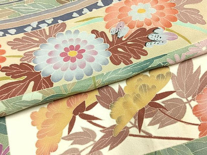 平和屋着物●本加賀友禅作家　三浦江子　色留袖　草花文　正絹　逸品　AABK7989fy