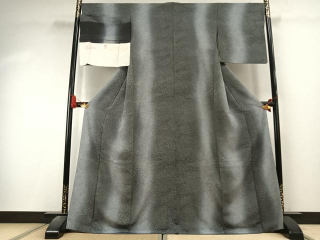 平和屋着物●上質な小紋　寄せ小紋柄　墨流し文様　暈し染め　さが美扱い　丹後ちりめん　反端付き　正絹　逸品　AABK7993fy