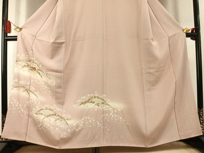 平和屋着物●訪問着　駒刺繍　草花文　暈し染め　金彩　正絹　逸品　AABK7996fy